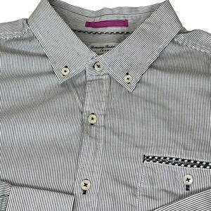 Tommy Bahama Jeans Striped Shirt Men's XL Black White Island Crafted Modern Fit